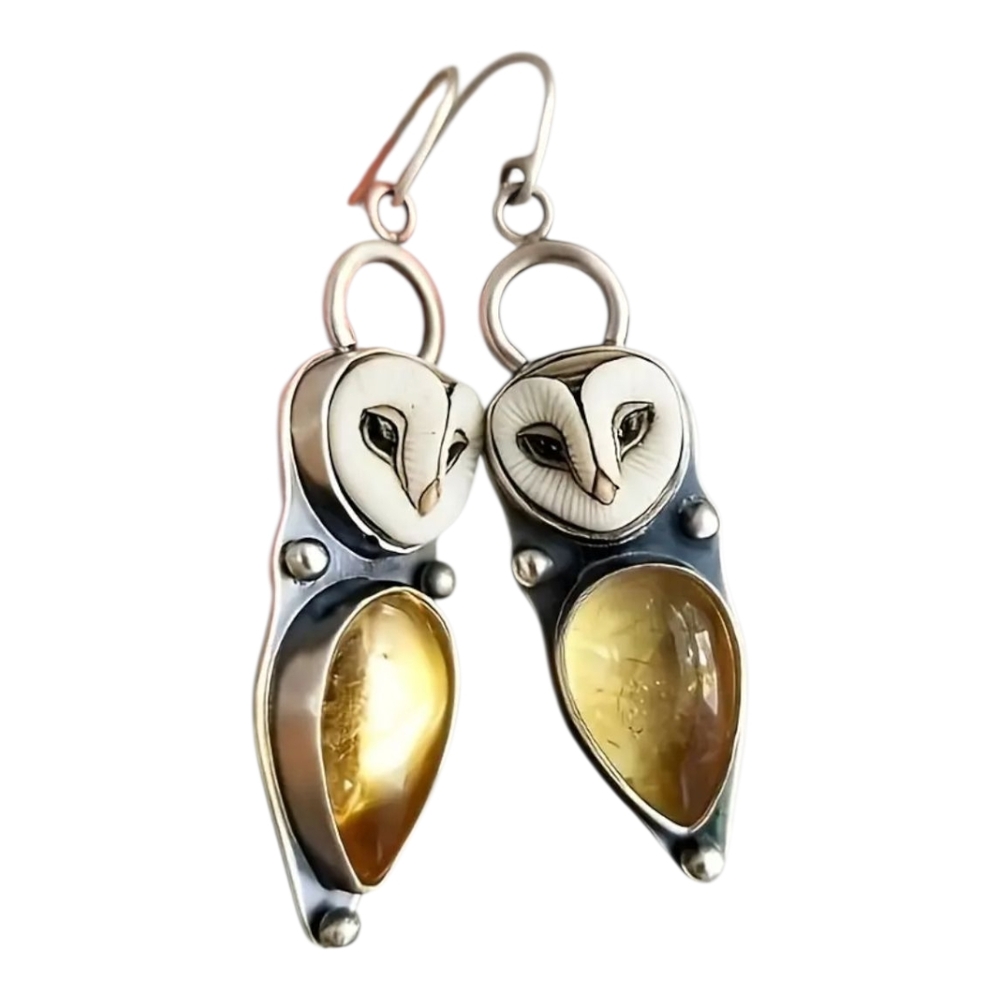 Silver & Gold Owl Pendant Necklace and Earring Set 🦉✨ - Picture 4 of 5